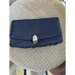 Vintage Garay Clutch Black Matte Satin Rhinestone Clasp